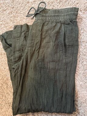 Athleta Olive Green Wide-Leg Drawstring Pants